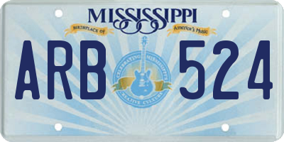 MS license plate ARB524