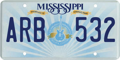 MS license plate ARB532