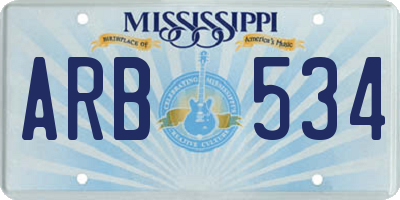 MS license plate ARB534