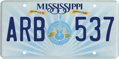 MS license plate ARB537