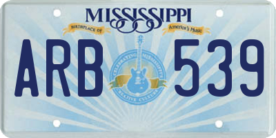MS license plate ARB539