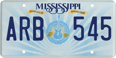 MS license plate ARB545