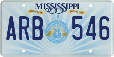 MS license plate ARB546