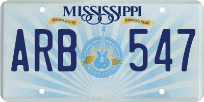 MS license plate ARB547