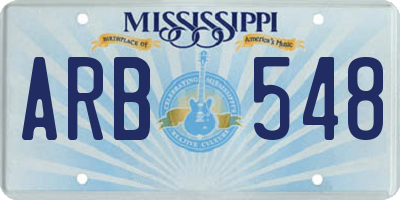 MS license plate ARB548