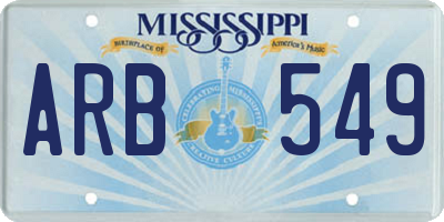 MS license plate ARB549