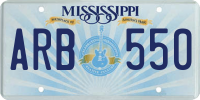 MS license plate ARB550