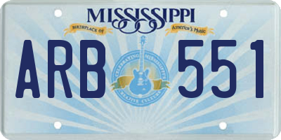 MS license plate ARB551