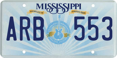 MS license plate ARB553