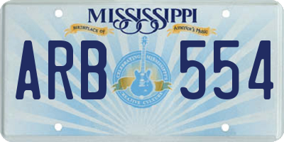MS license plate ARB554