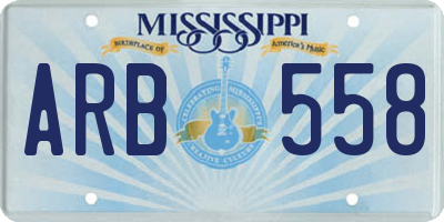 MS license plate ARB558