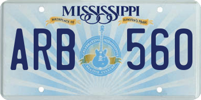 MS license plate ARB560