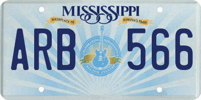 MS license plate ARB566