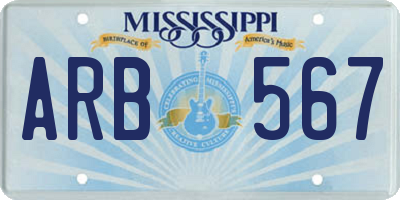 MS license plate ARB567