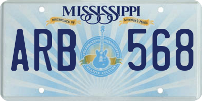 MS license plate ARB568