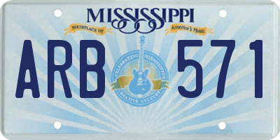 MS license plate ARB571