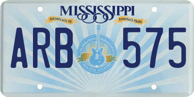 MS license plate ARB575