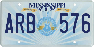 MS license plate ARB576