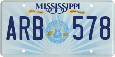 MS license plate ARB578