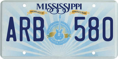 MS license plate ARB580
