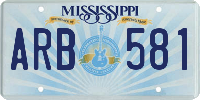 MS license plate ARB581