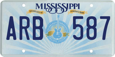 MS license plate ARB587