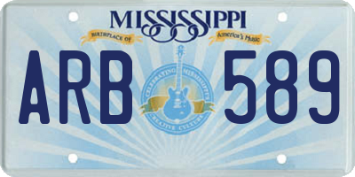 MS license plate ARB589