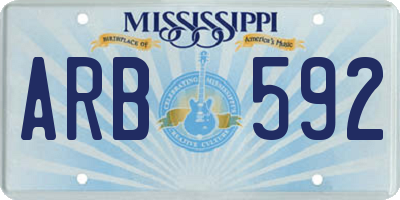 MS license plate ARB592