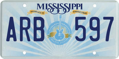MS license plate ARB597