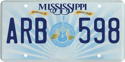 MS license plate ARB598