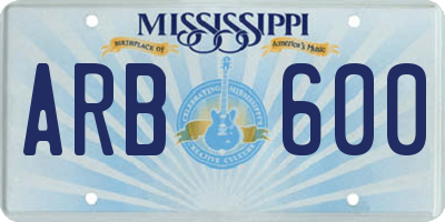 MS license plate ARB600