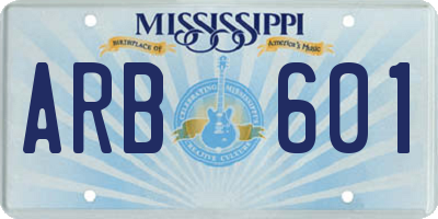 MS license plate ARB601