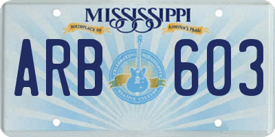 MS license plate ARB603