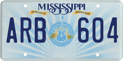 MS license plate ARB604