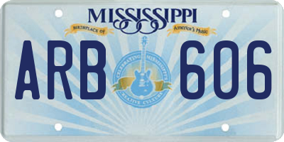 MS license plate ARB606