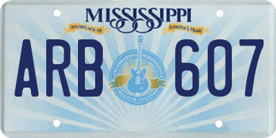 MS license plate ARB607
