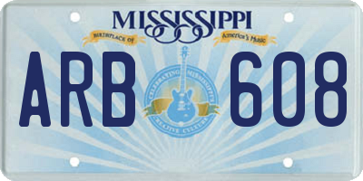 MS license plate ARB608