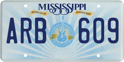 MS license plate ARB609
