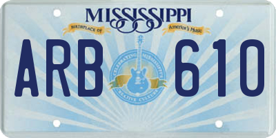 MS license plate ARB610