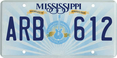 MS license plate ARB612