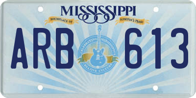 MS license plate ARB613