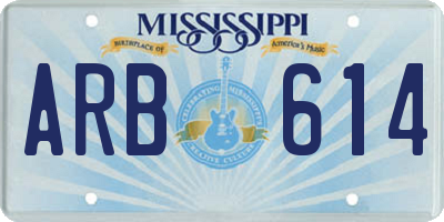 MS license plate ARB614