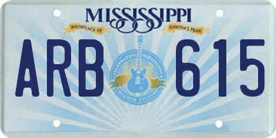 MS license plate ARB615