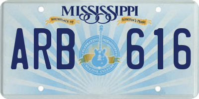 MS license plate ARB616