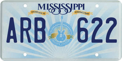 MS license plate ARB622