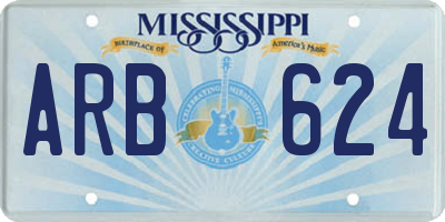 MS license plate ARB624