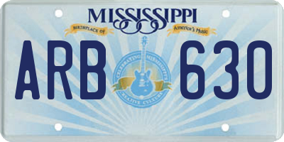 MS license plate ARB630