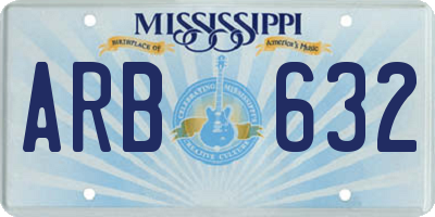 MS license plate ARB632