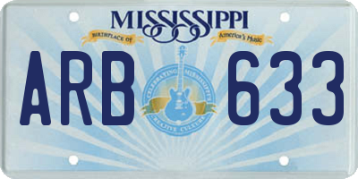 MS license plate ARB633