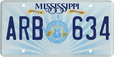 MS license plate ARB634